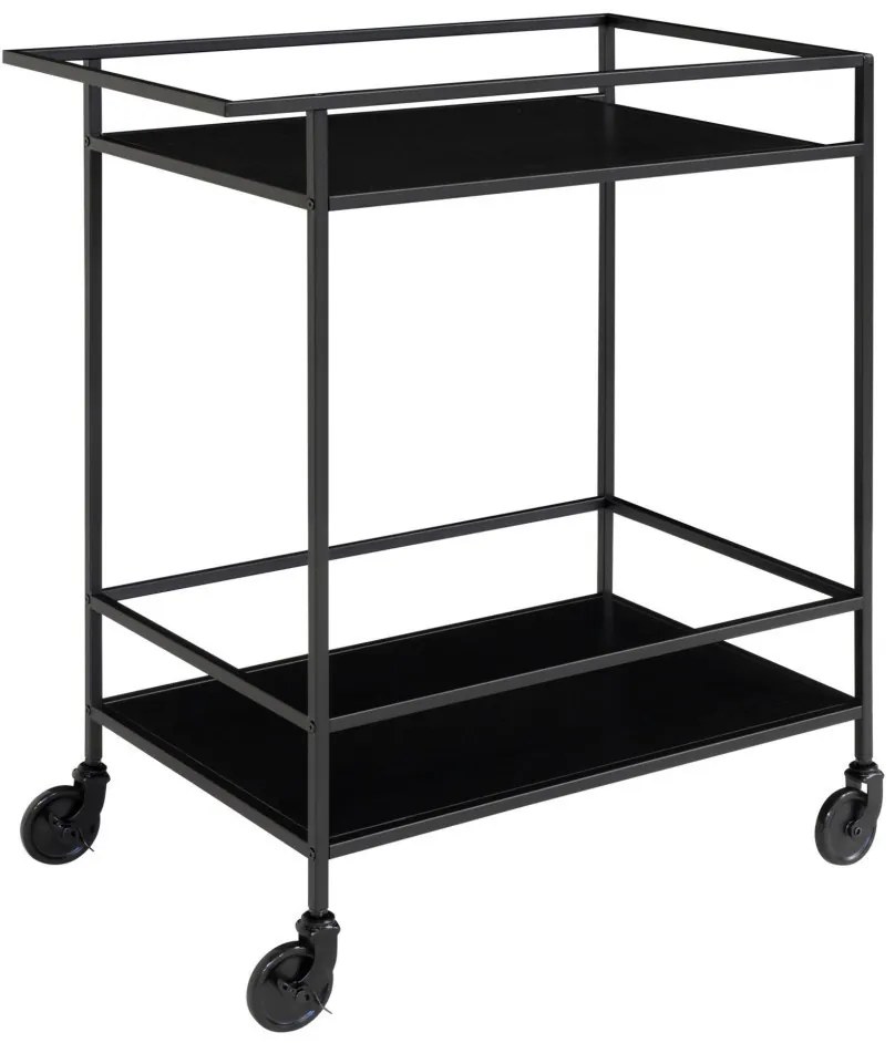 Vita zsúrkocsi, 2 polc, fekete, fekete váz 68x40x79 cm