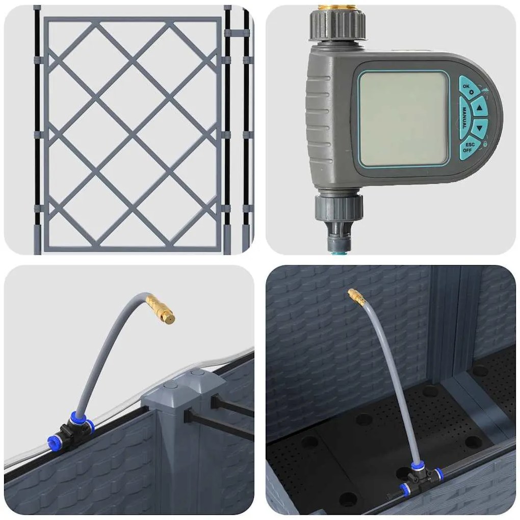 Kerti ültetők Világosszürke 120 x 120 x 142 cm Acél