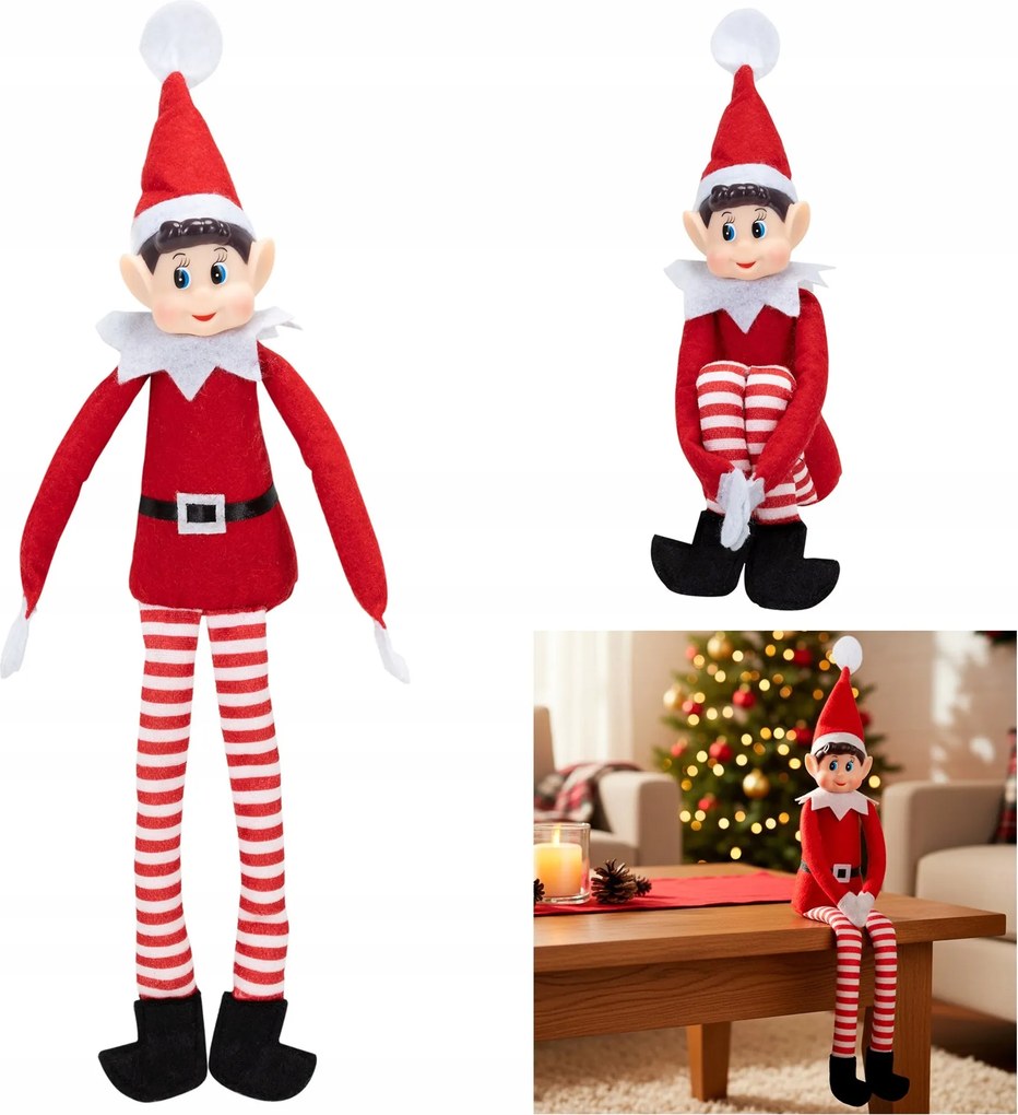 Manó Törpe Ülő Karácsonyi Magas Dekoráció Figura Dekoráció 40cm