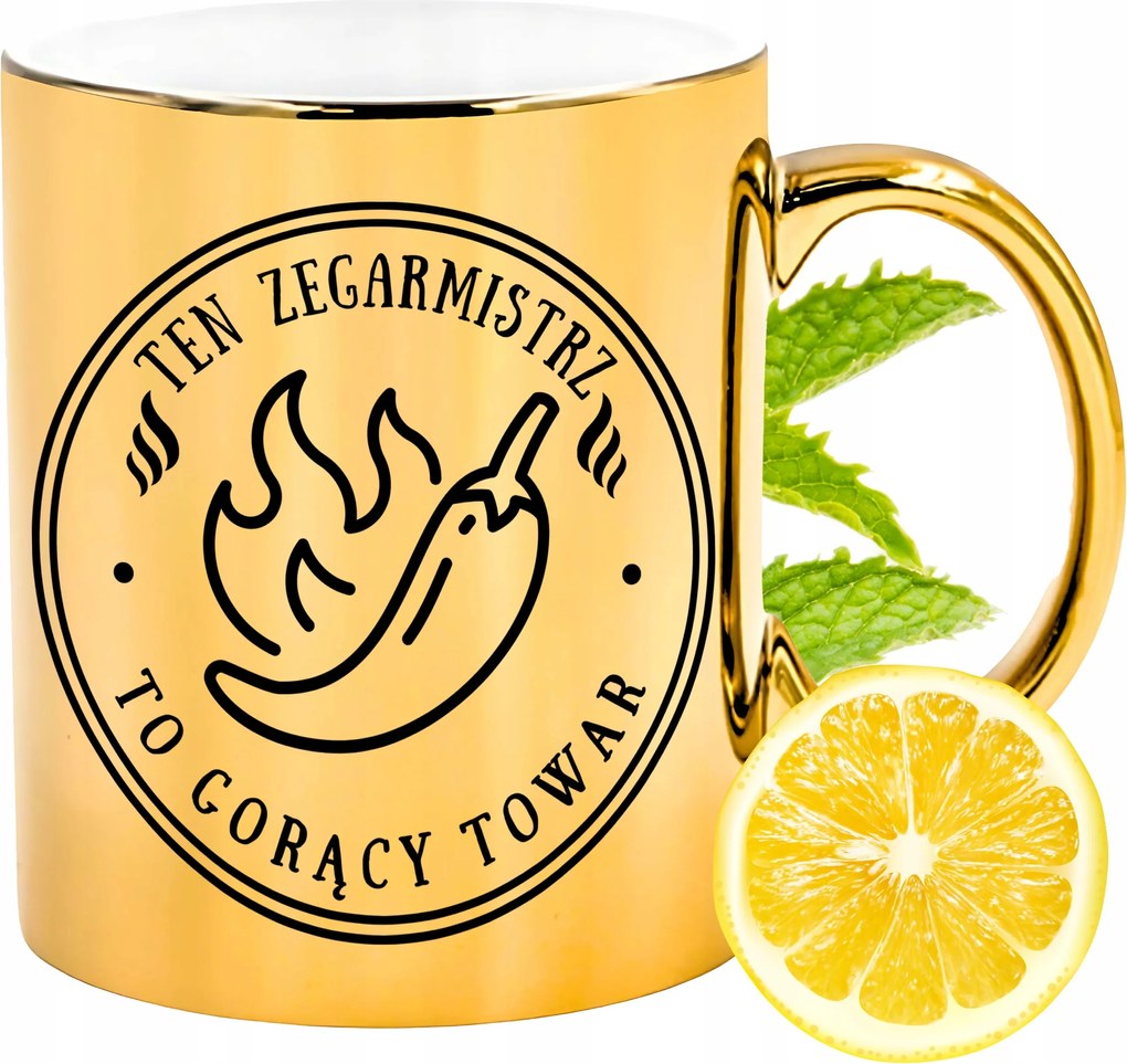 Arany csillogó bögre az órásmesternek ajándék fényképes nyomtatással