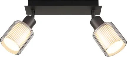 Globo 54456-2 Fali lámpa, matt fekete fém, krómozott/fehér üveg, HxSzxM: 280x80x186 mm, 2xE14 25W 230V izzók nélkül