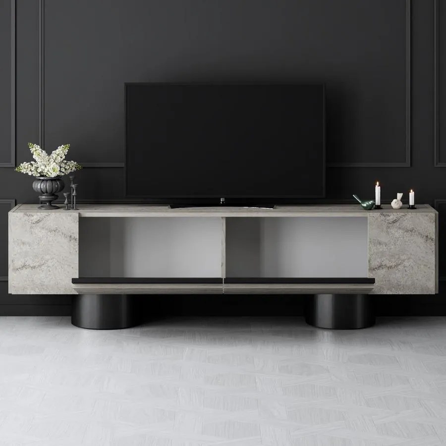 TV szekrény Bohem - Travertine, Black