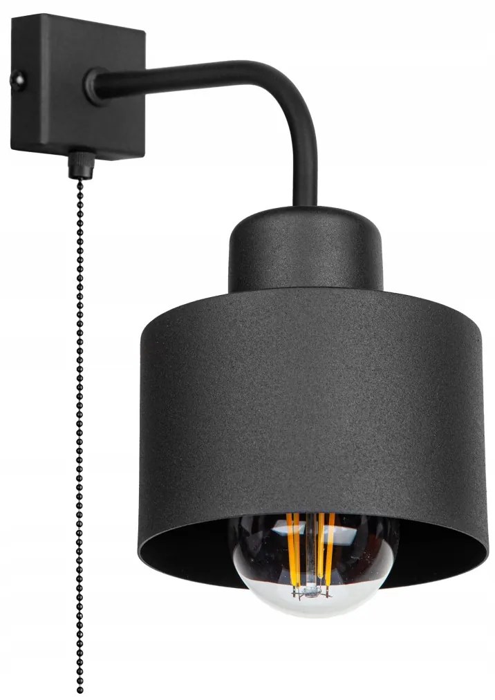 KÉSZLETKISÖPRÉS! Fali lámpa fekete fém búrával kapcsolóval | Loft - Industrial | Glimex Lavor 1xE27 GKL58C