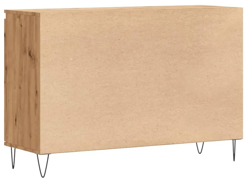 kézműves tölgy színű szerelt fa tálalószekrény 104 x 35 x 70 cm