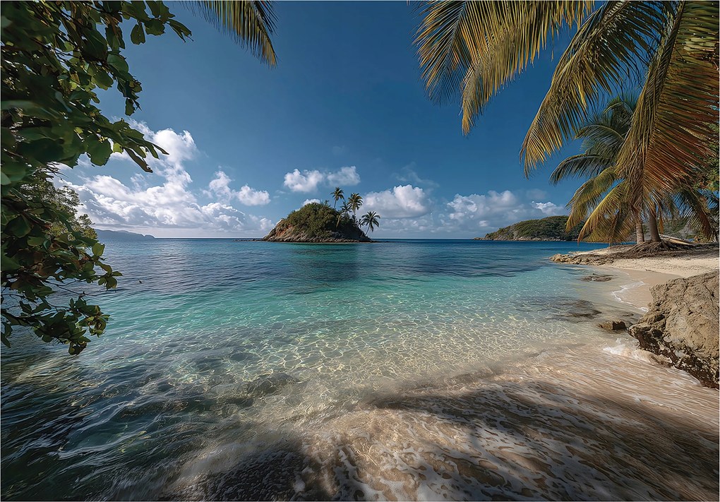 Fotótapéta Tengerpart Pálmafák Óceán Sziget Hálószoba Nappali Tapéta Flizelina 200x140