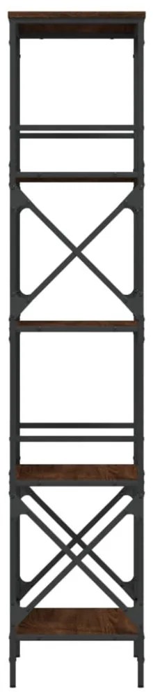 5 szintes barna tölgy színű szerelt fa könyvespolc 56x35x171 cm