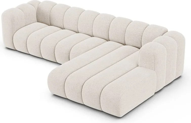 Krémszínű zsenília sarokkanapé (jobb oldali-heverő résszel) Lupine – Micadoni