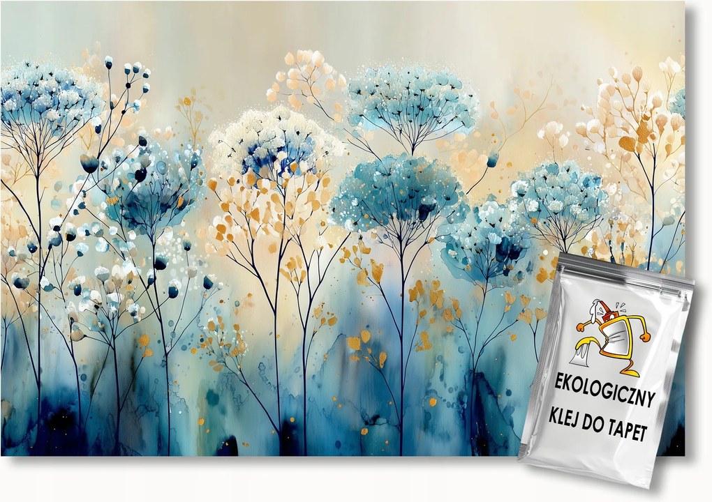 Fotótapéta Flizelina Akvarell Mező Rét Virágok Fű Boho 300x210 ragasztó