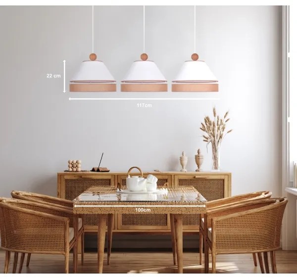 Duolla - Csillár zsinóron AVIGNON 3xE27/15W/230V fehér/barna