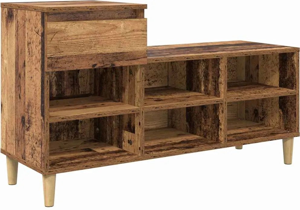 vidaXL Cipőszekrény fiókkal tárolóval Öreg fa 102 x 36 x 60 cm Faanyag