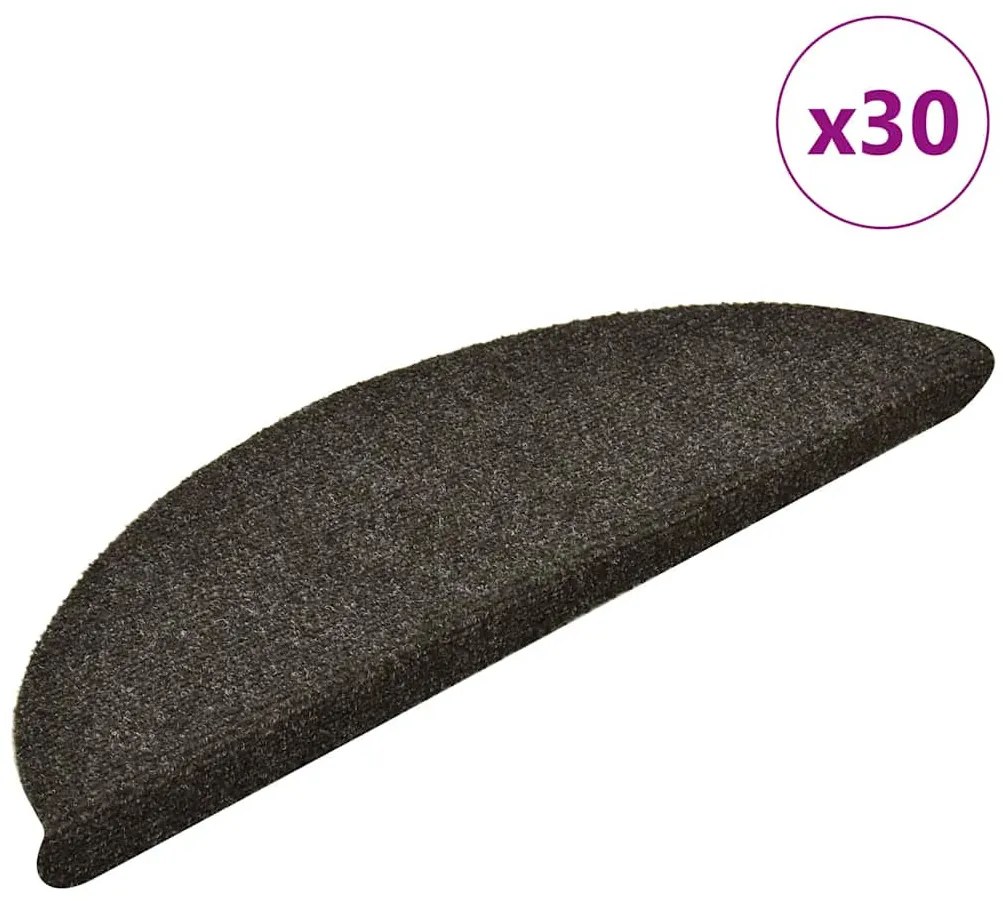 öntapadós lépcsőszőnyegek 30 db 56 x 17 x 3 cm antracit félkör alakú