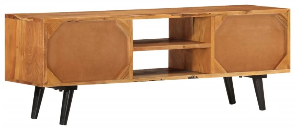tömör akácfa és fém TV-szekrény ajtókkal 112 x 30 x 40 cm