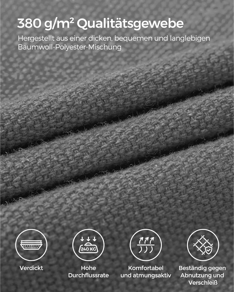 Függőágy, függőágy 5 különböző magasságba állítható, fém vázzal, szürke