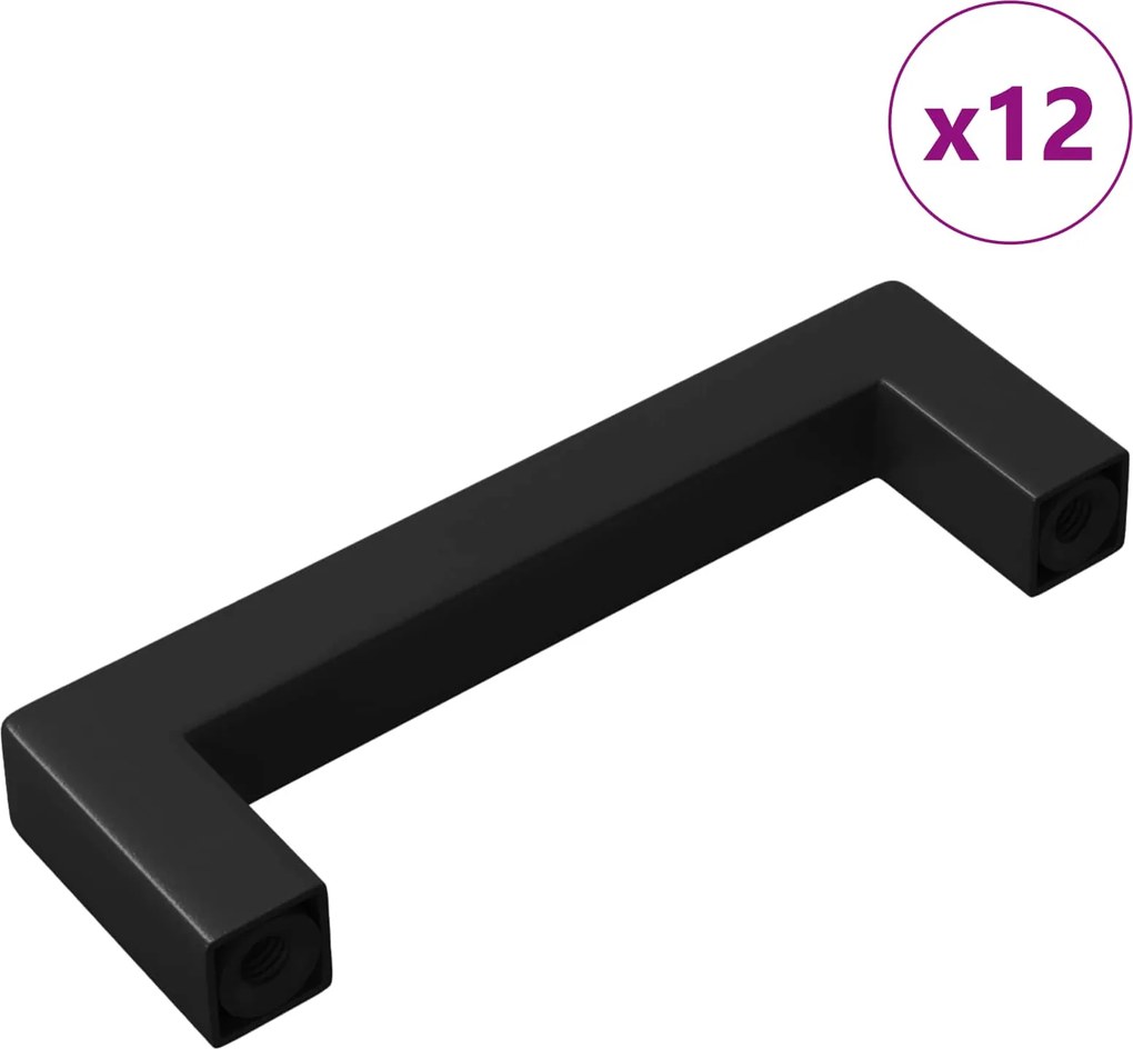 vidaXL Bútor Fogantyú 12 pcs Fekete 110 x 12 x 36 mm Vas