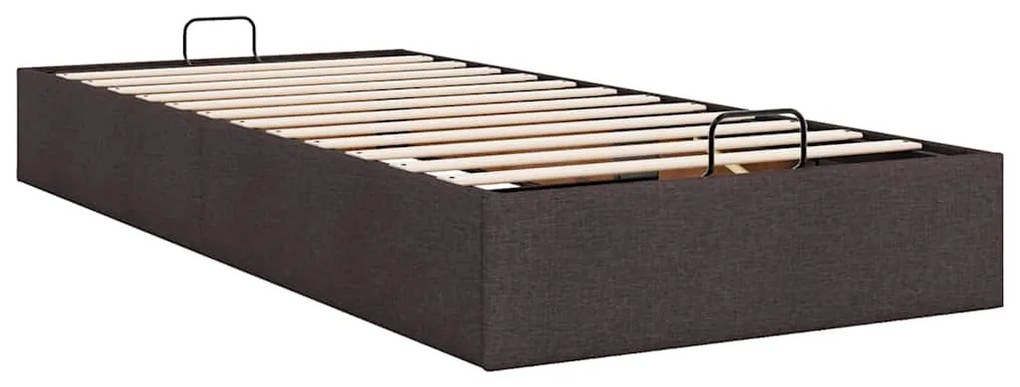Ottomán sötétbarna szövet ágykeret matrac nélkül 100x200 cm
