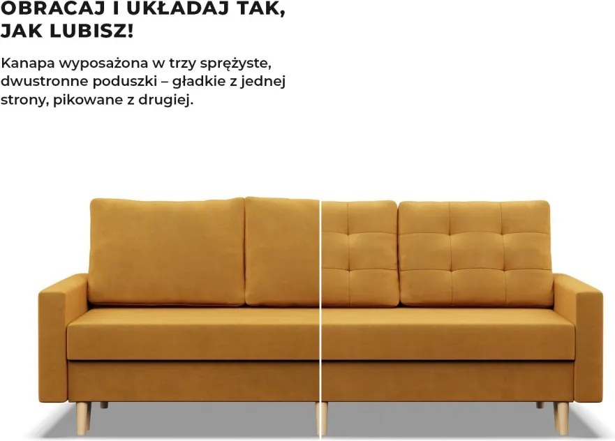 Etna kanapéágy, bársony, bonell töltet, sárga