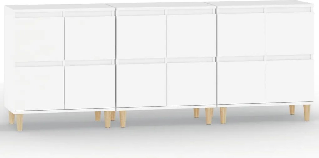 vidaXL 3 db fehér szerelt fa tálalószekrény 60 x 35 x 70 cm