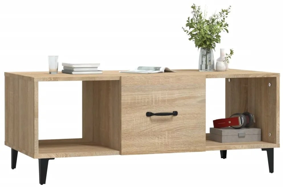 Sonoma tölgy színű szerelt fa dohányzóasztal 102 x 50 x 40 cm