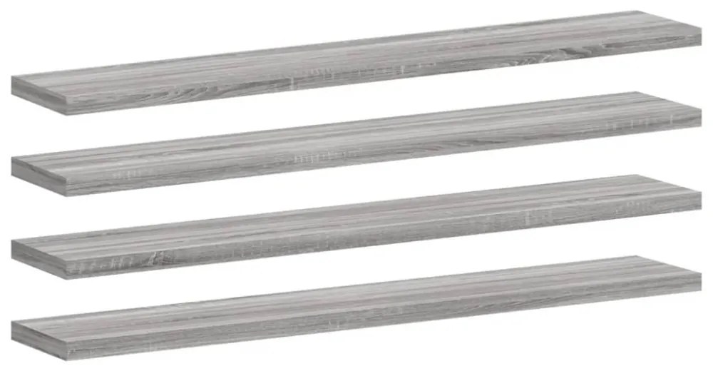 4 db szürke sonoma színű szerelt fa fali polc 60 x 10 x 1,5 cm