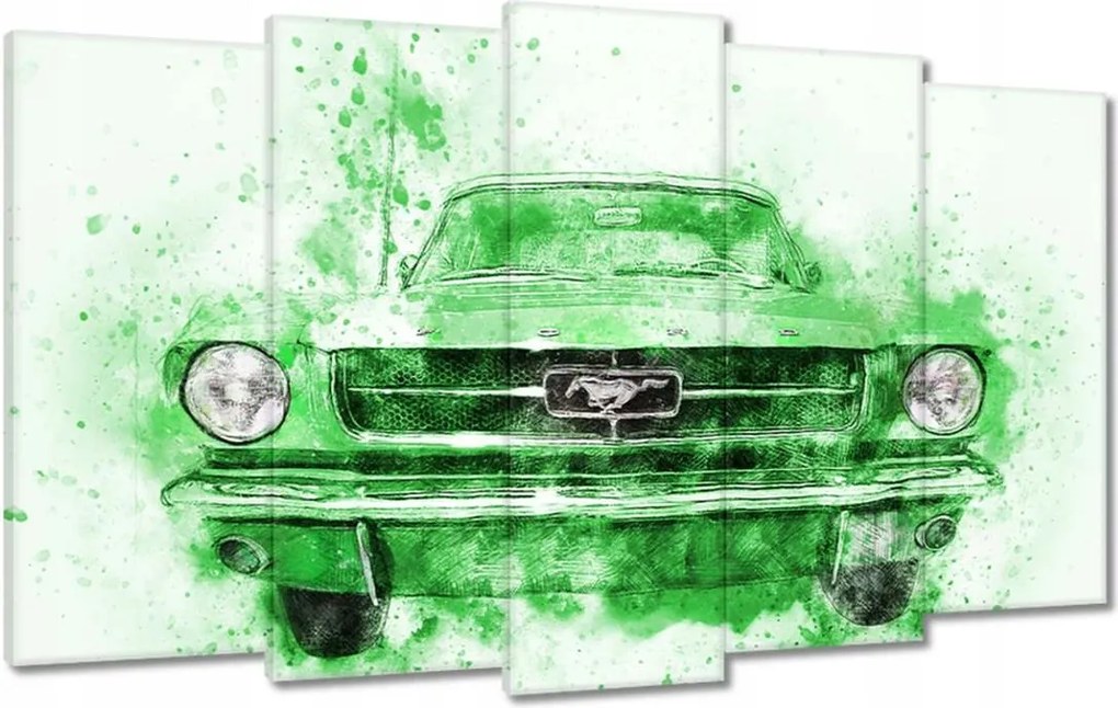Festmények 100x60 Zöld akvarell Mustang