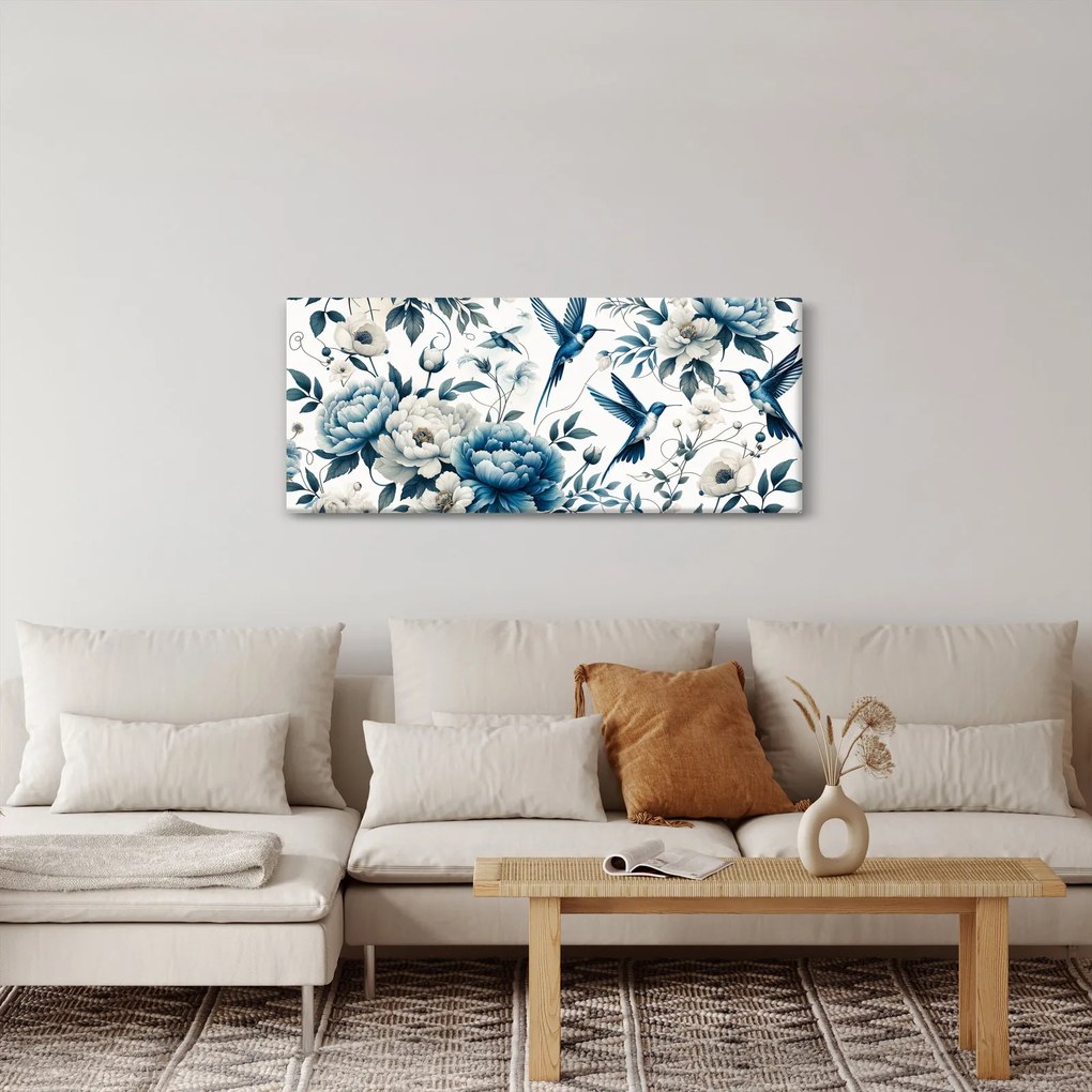 Kép - Kolibrikok virágokkal (120x50 cm)