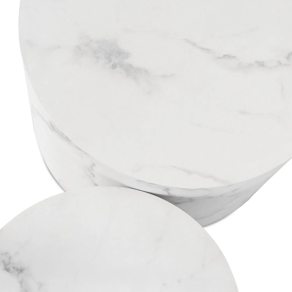 Dohányzóasztal szett fehér márvány színben. LEILA