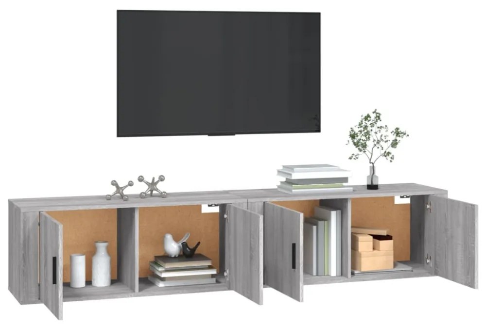 2 db szürke sonoma falra szerelhető TV-szekrény 100x34,5x40 cm