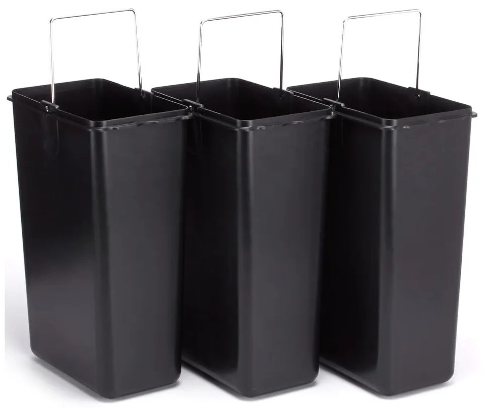 Matt ezüstszínű acél szelektív pedálos szemetes 3x8 l Tri Selectif – MSV