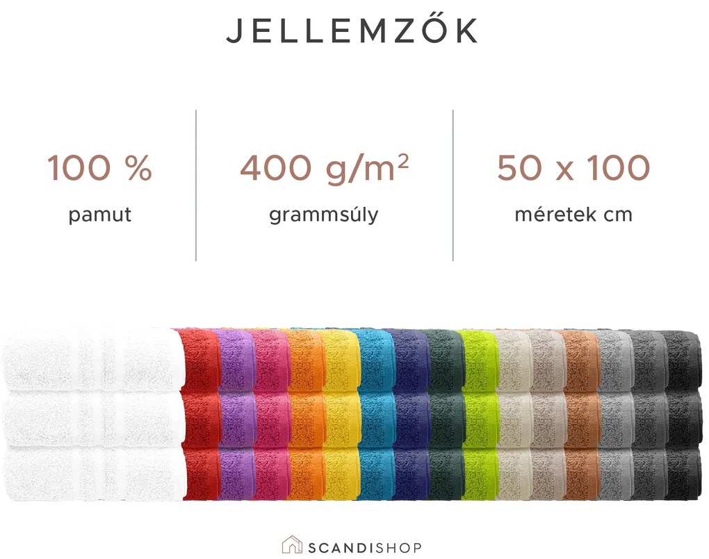 Classic sötétszürke törölköző 50 x 100 cm, 100% pamut