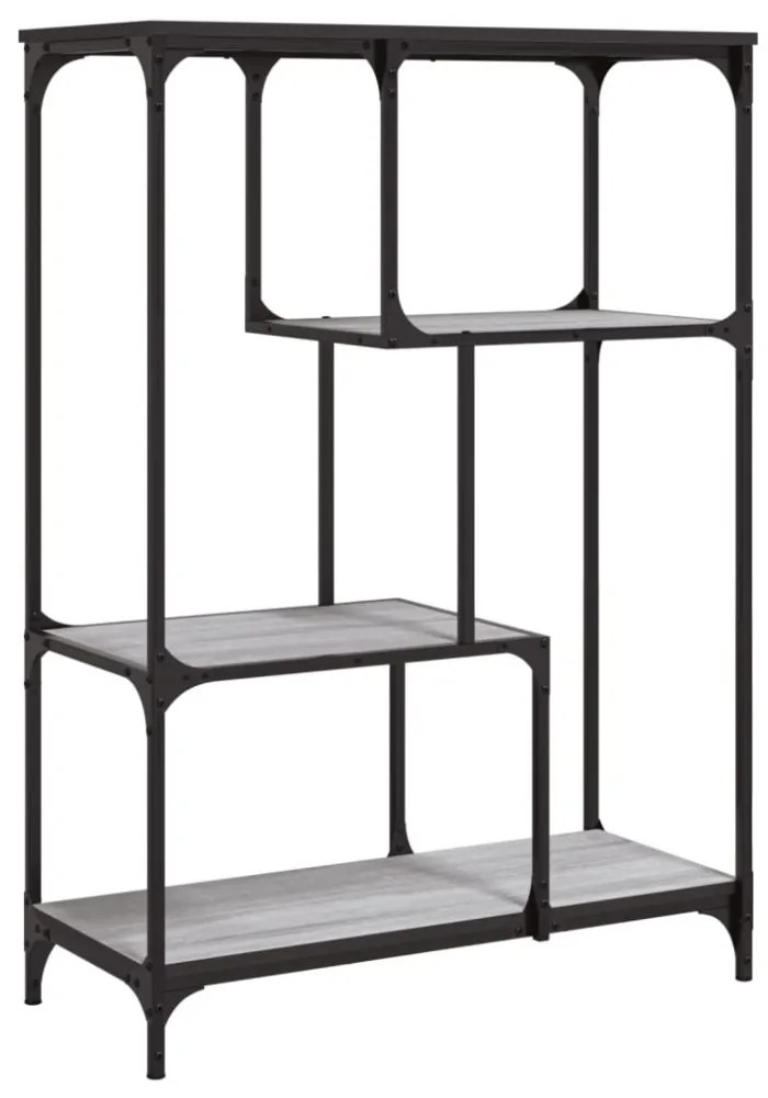 szürke sonoma szerelt fa és acél könyvespolc 81x36x115 cm