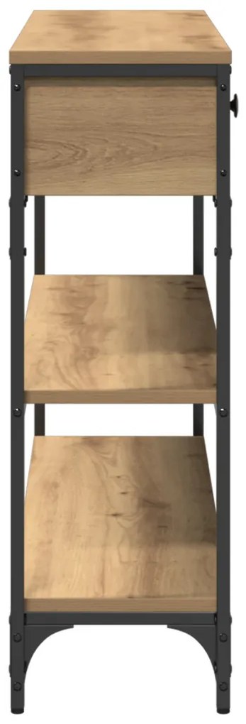Konsole asztal Művészi tölgy 100x25x75 cm Szerelt fa &amp; acél