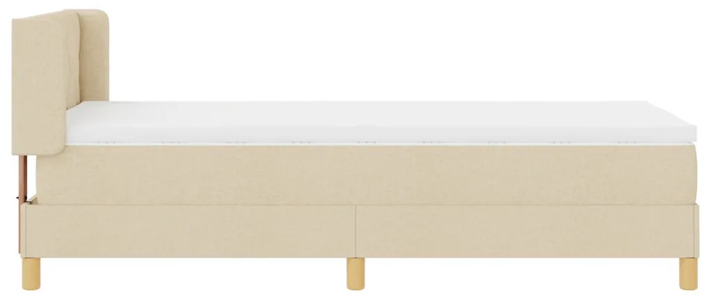 Boxspring Ágy Matrac Kosár Krém 90 x 200 cm, Szövet.