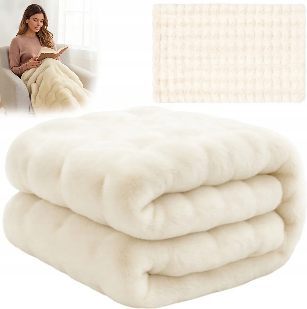 Takaró 160x100 cm Fehér szőrme plüss puha ágytakaró Ajándék Meleg