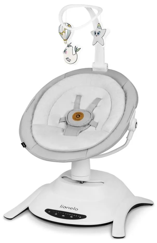 Lionelo - BELLA bébi ringató Grey Concrete, dallammal + távirányító