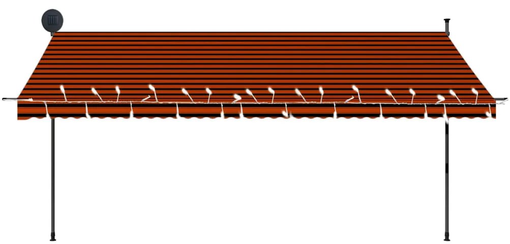 Narancssárga-barna kézzel feltekerhető LED-es napellenző 400 cm