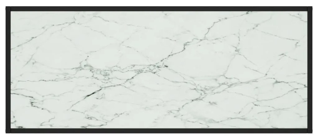 Fekete dohányzóasztal fehér márvány mintás üveggel 120x50x35 cm