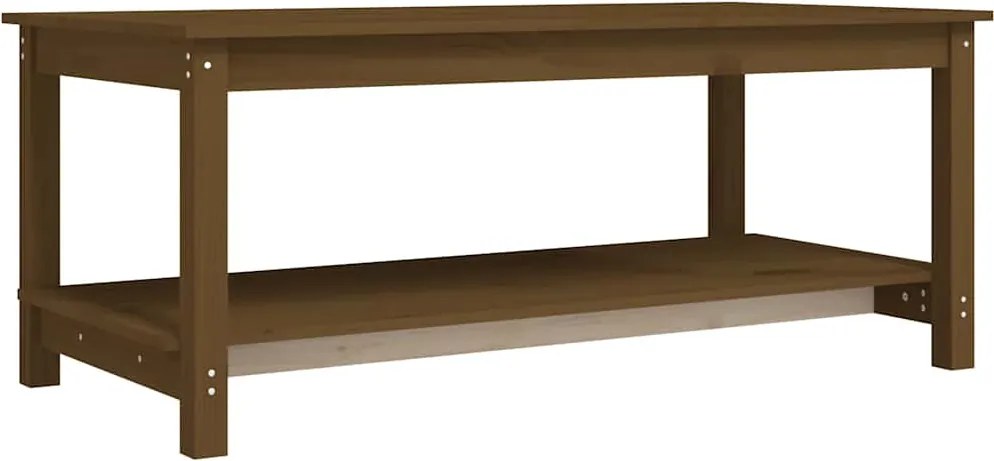vidaXL mézbarna tömör fenyőfa dohányzóasztal 110 x 55 x 45 cm