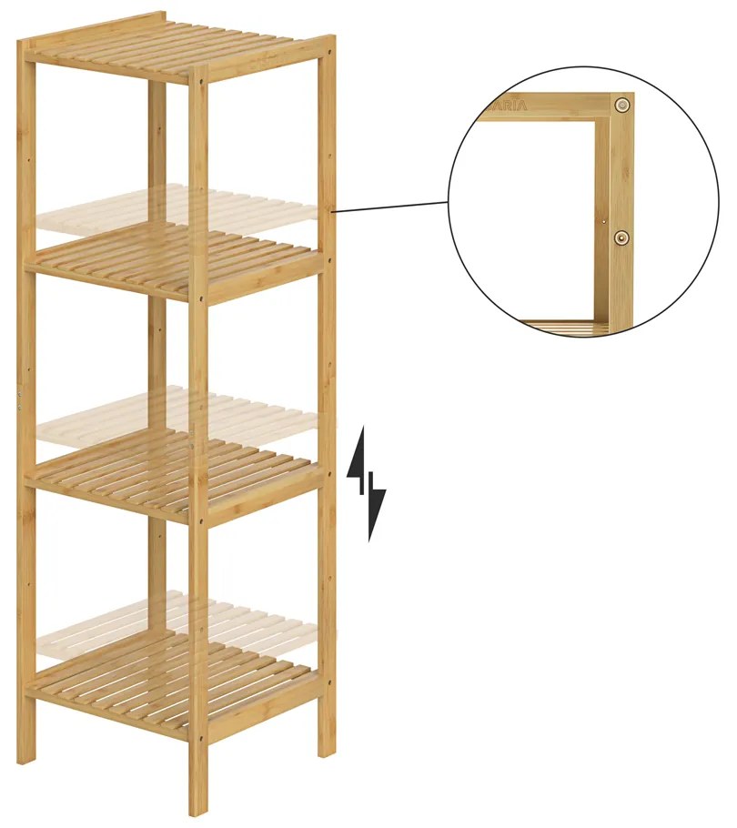 Casaria® Bambusz polc - 110x33x33 cm