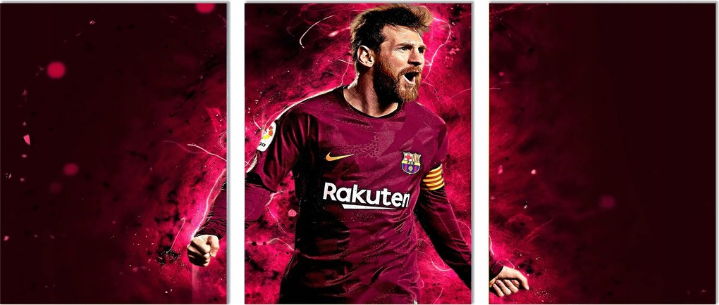 Messi Fc Barcelona prémium falikép 3 részes triptichon 40x90 cm