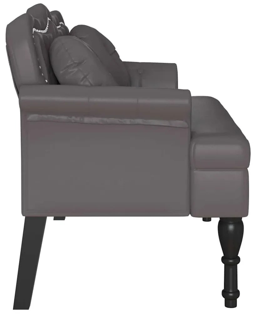 Chesterfield Pad párnával Szürke 120,5 x 65 x 75 cm Műbőr