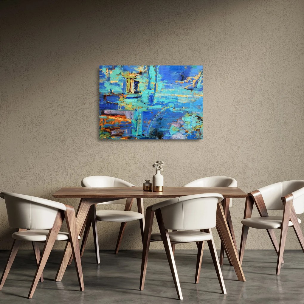 Üveg kép - Absztrakt olajfestmény (70x50 cm)