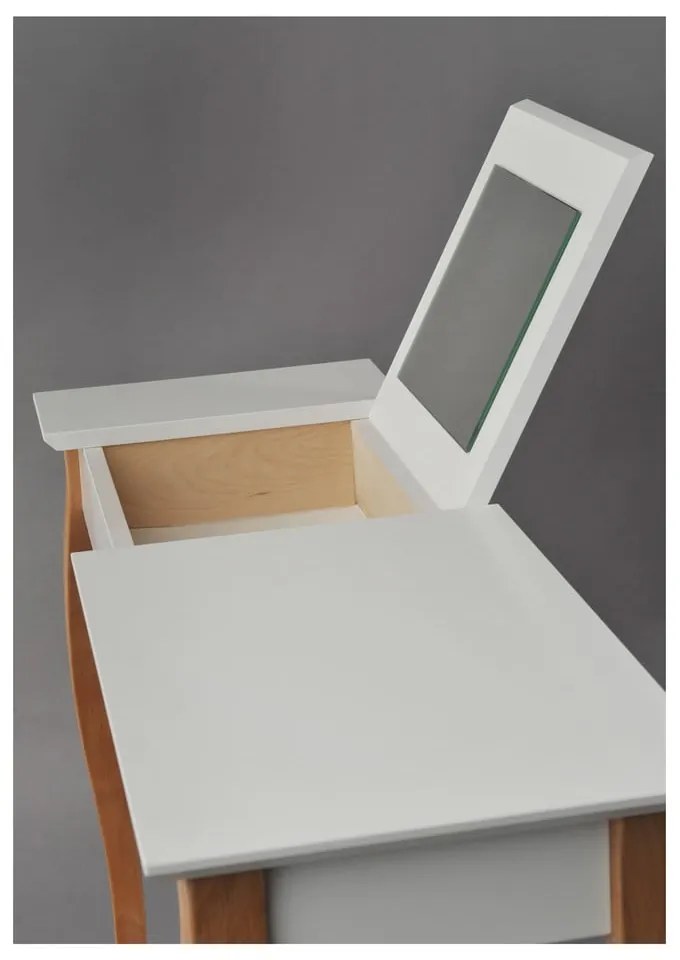 Dressing Table fehér fésülködőasztal tükörrel, hosszúság 85 cm - Ragaba