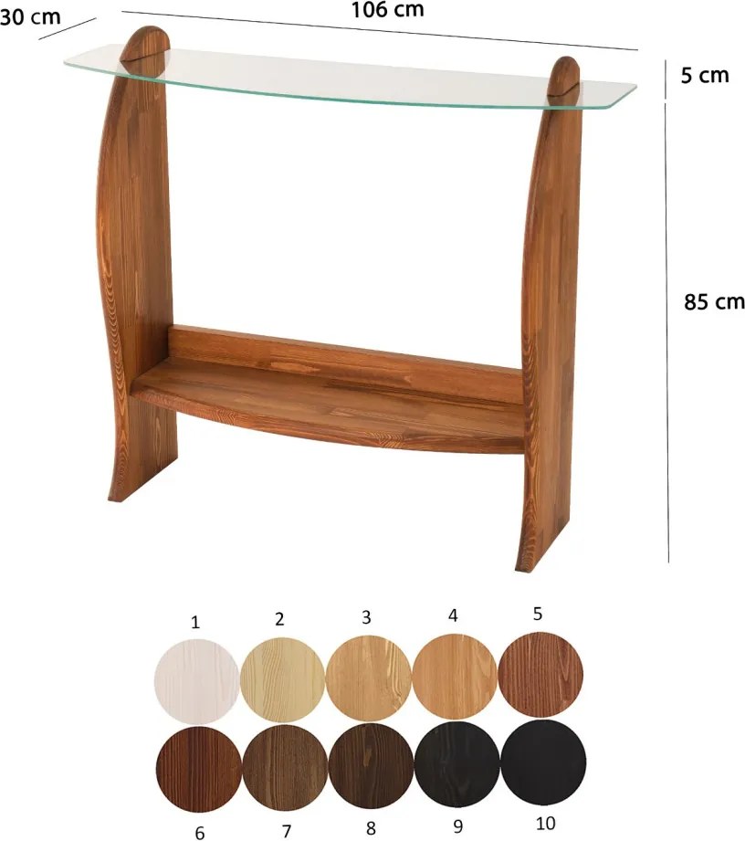 Surf üveg komód, gesztenye-átlátszó, 106 cm