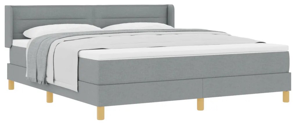 Boxspring ágy matraccal világosszürkében, 180 x 200 cm, szövet