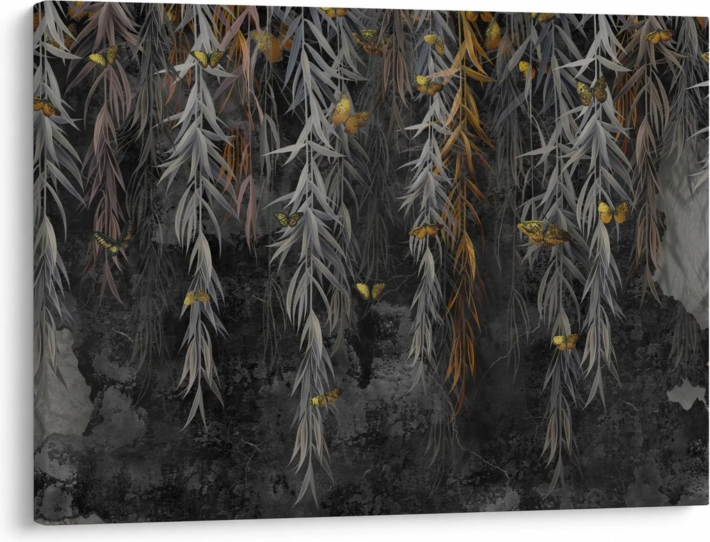 Kép -Fűzfa gallyak fekete háttérrel (70x50 cm)