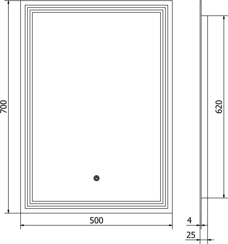 Mexen Taco LED világítású fürdőszobai tükör, 50 x 70 cm, LED 6000K, páramentes - 9805-050-070-611-00