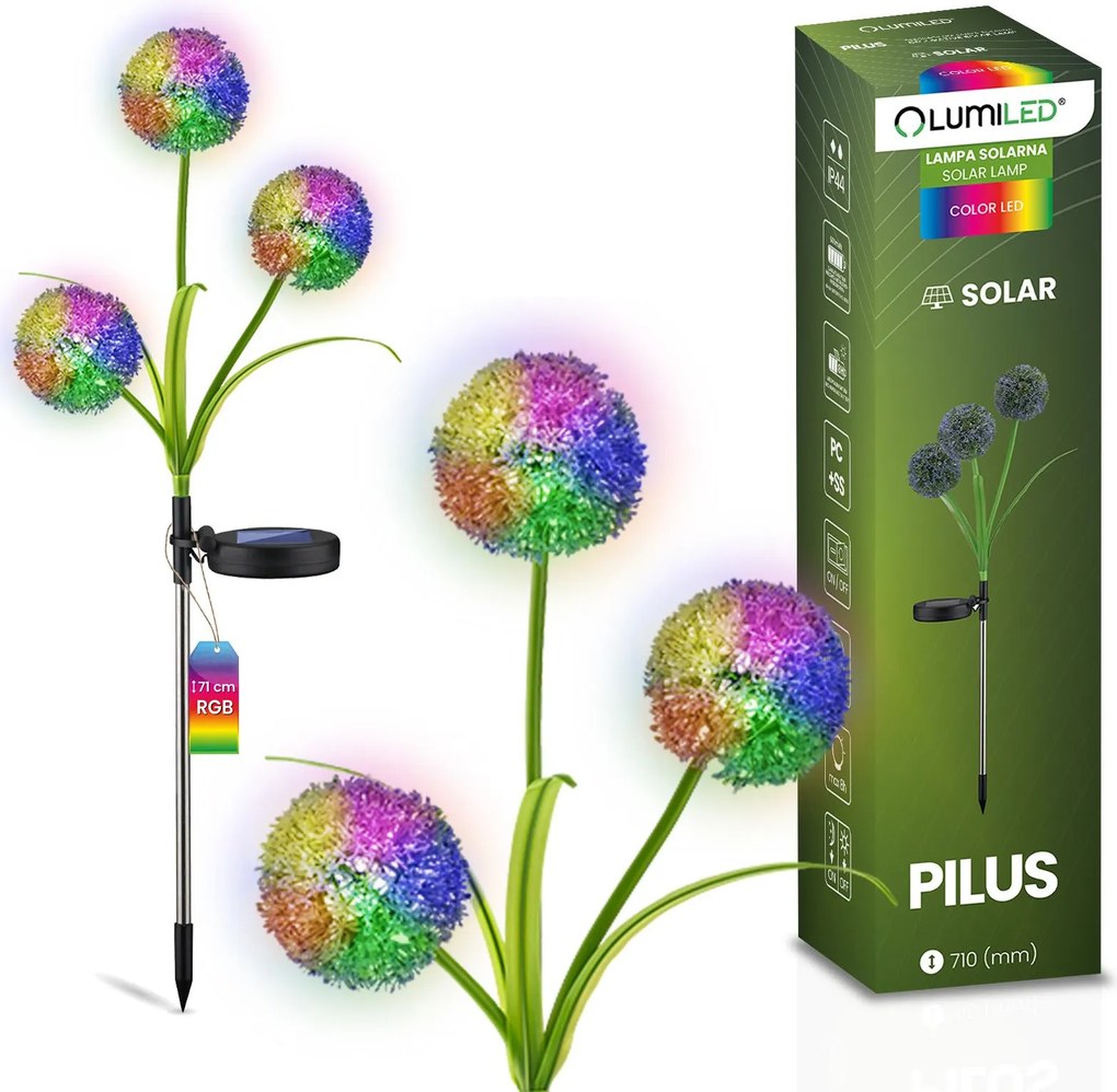 Napelemes Kerti Lámpa Led Rgb Beszúrható Oszlop Dekoratív Virág Fokhagyma