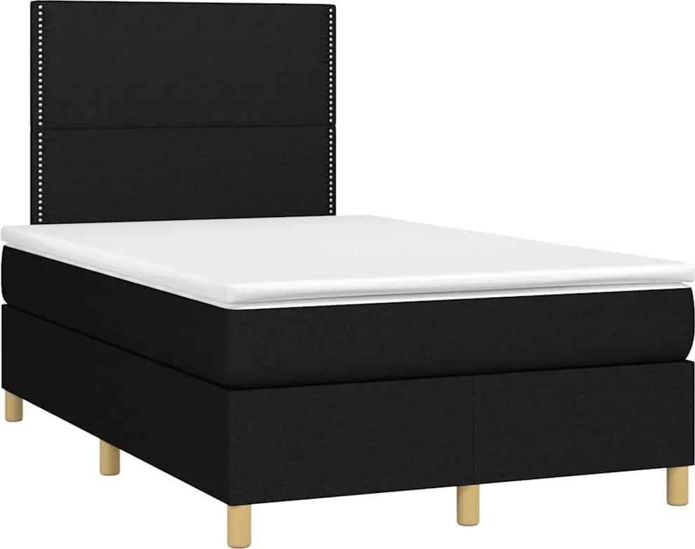 vidaXL fekete szövet rugós ágy matraccal 120 x 190 cm