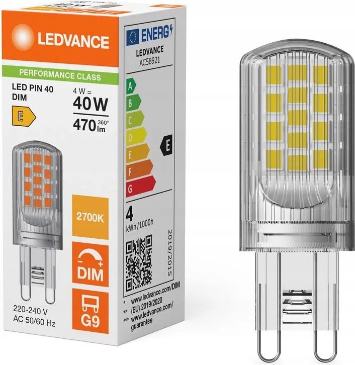 Led izzó Kapszula G9 4W 40W 470lm 2700K Meleg 300° Tompítható