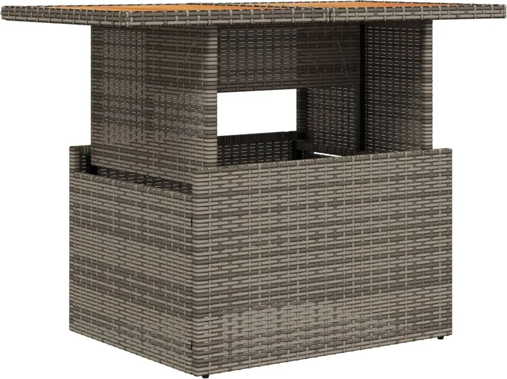 vidaXL szürke polyrattan és akácfa kerti asztal 100 x 55 x 73 cm